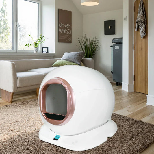KFX-151571 Automatic Eco-Friendly Cat Litter Box with WiFi Remote Control and Deodorizing Feature, 65L Capacity