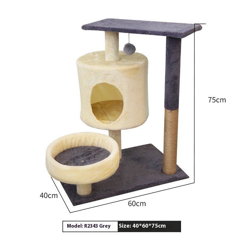 KFX-1518141 Simple Wooden Cat Climbing Frame in Gray and Brown - 40*60*75cm