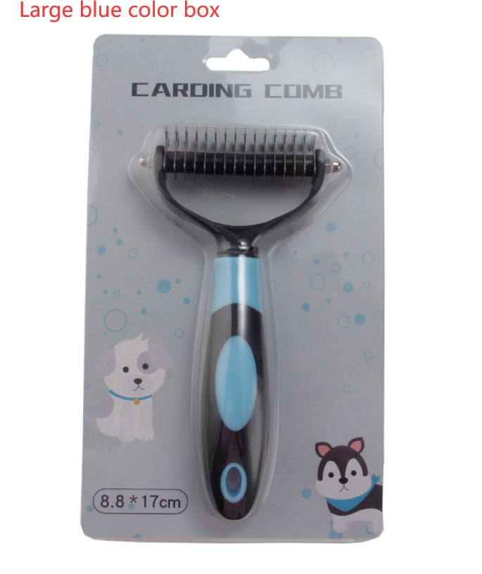 KFX-1519677 Pet Dematting Comb for Medium and Long-Haired Dogs and Cats - Stainless Steel Grooming Tool for Mat and Tangle Removal