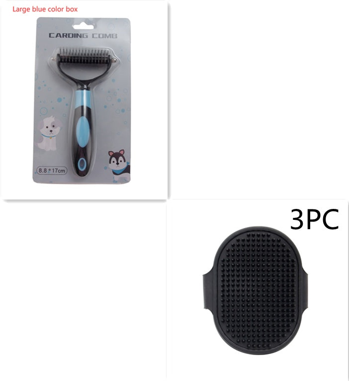 KFX-1519677 Pet Dematting Comb for Medium and Long-Haired Dogs and Cats - Stainless Steel Grooming Tool for Mat and Tangle Removal