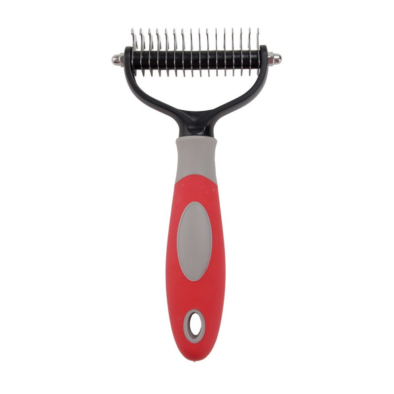 KFX-1519677 Pet Dematting Comb for Medium and Long-Haired Dogs and Cats - Stainless Steel Grooming Tool for Mat and Tangle Removal