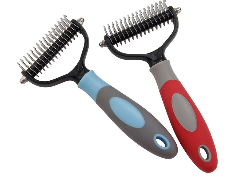 KFX-1519677 Pet Dematting Comb for Medium and Long-Haired Dogs and Cats - Stainless Steel Grooming Tool for Mat and Tangle Removal