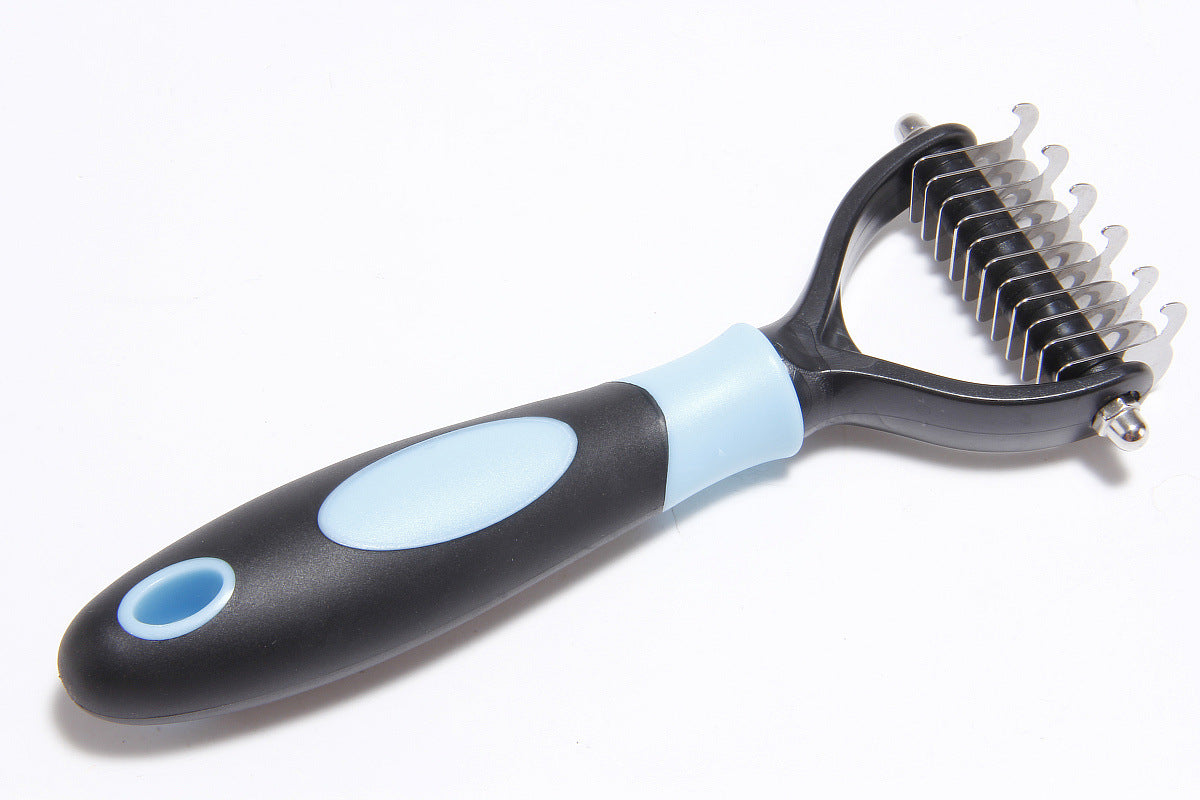 KFX-1519677 Pet Dematting Comb for Medium and Long-Haired Dogs and Cats - Stainless Steel Grooming Tool for Mat and Tangle Removal