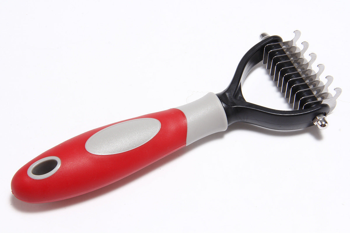 KFX-1519677 Pet Dematting Comb for Medium and Long-Haired Dogs and Cats - Stainless Steel Grooming Tool for Mat and Tangle Removal