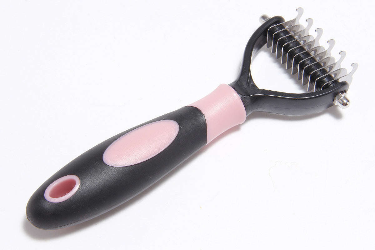 KFX-1519677 Pet Dematting Comb for Medium and Long-Haired Dogs and Cats - Stainless Steel Grooming Tool for Mat and Tangle Removal