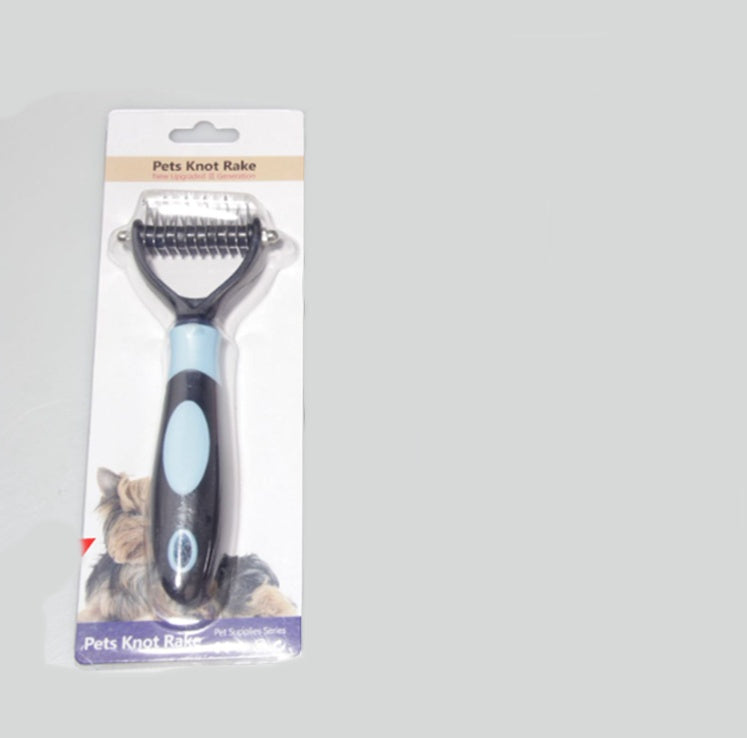 KFX-1519677 Pet Dematting Comb for Medium and Long-Haired Dogs and Cats - Stainless Steel Grooming Tool for Mat and Tangle Removal