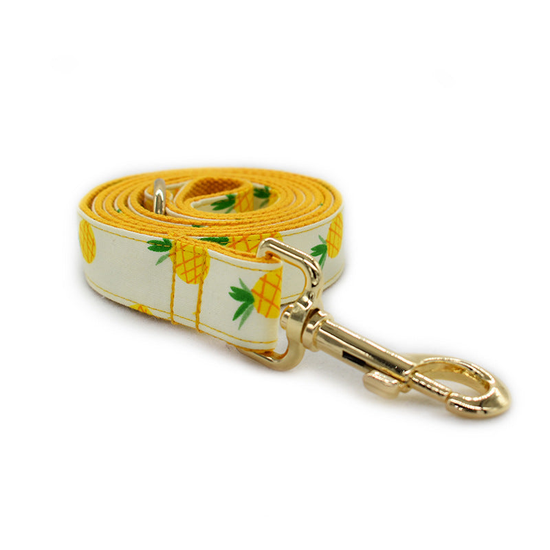 KFX-1520061 Yellow Pineapple Dog Collar - Stylish and Durable Nylon with Bow Design, Sizes S-XL
