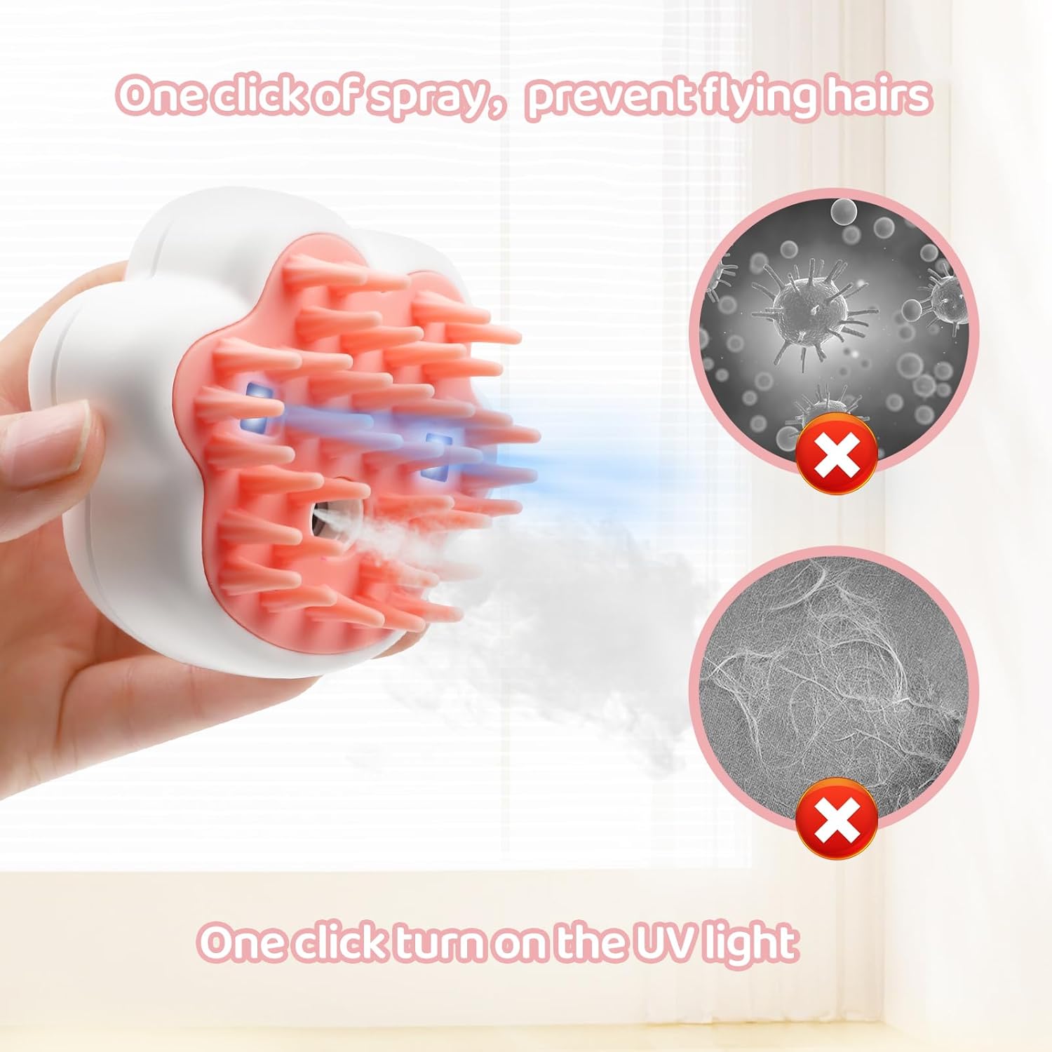 KFX-1521341 4-in-1 Steam Cat Brush for Grooming, Hair Removal, and Pet Massage