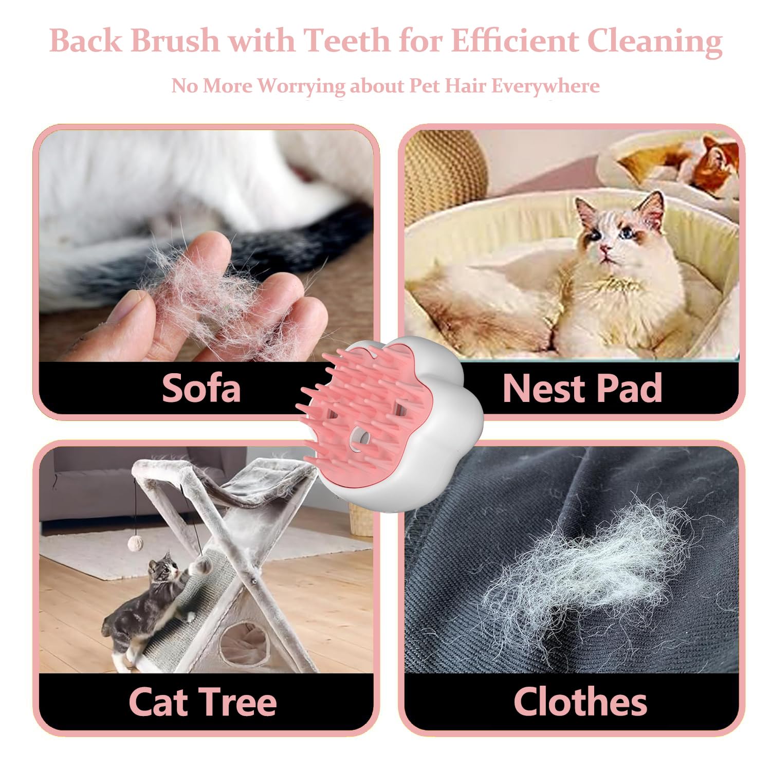 KFX-1521341 4-in-1 Steam Cat Brush for Grooming, Hair Removal, and Pet Massage