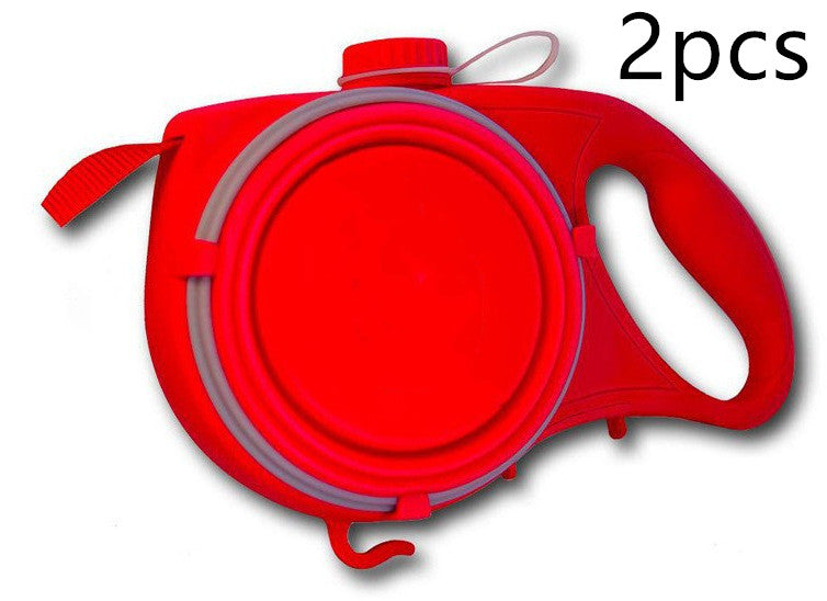 KFX-1525309 Retractable Multifunctional Pet Leash with Ergonomic Handle and Silicone Folding Bowl
