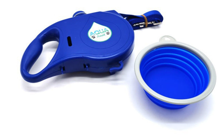KFX-1525309 Retractable Multifunctional Pet Leash with Ergonomic Handle and Silicone Folding Bowl
