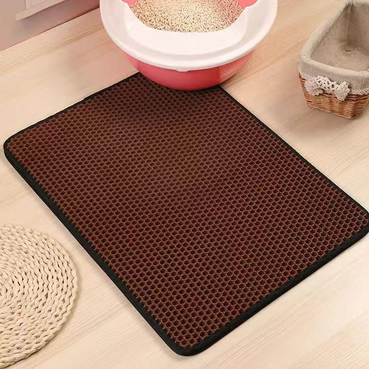KFX-1525693 Double Layer EVA Pet Litter Mat - Cushioned, Multi-Size Options in Black, Beige, Pink, Gray, Blue, Brown
