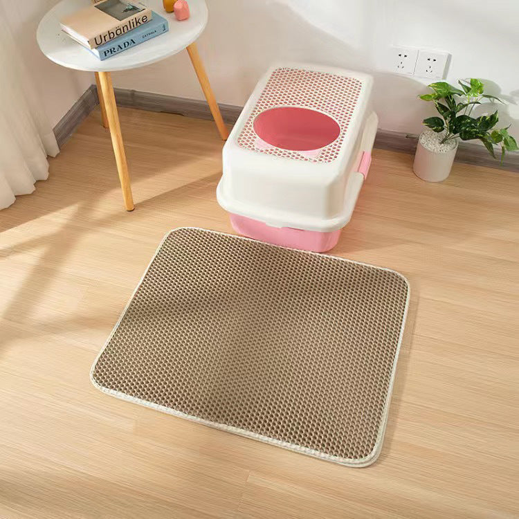 KFX-1525693 Double Layer EVA Pet Litter Mat - Cushioned, Multi-Size Options in Black, Beige, Pink, Gray, Blue, Brown