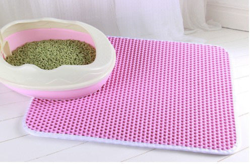 KFX-1525693 Double Layer EVA Pet Litter Mat - Cushioned, Multi-Size Options in Black, Beige, Pink, Gray, Blue, Brown