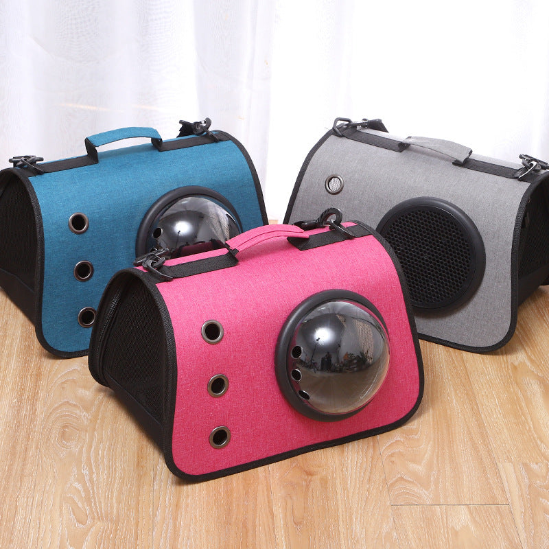 KFX-1526077 Foldable Linen Pet Carrier Bag with Breathable Ventilation for Small Pets