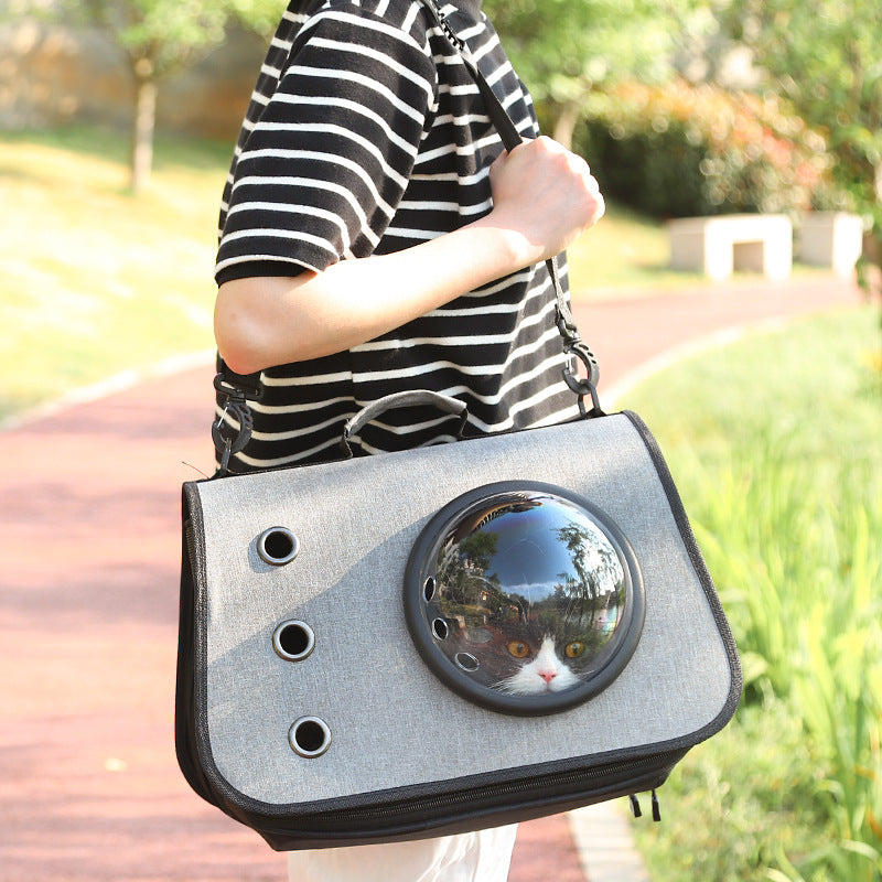 KFX-1526077 Foldable Linen Pet Carrier Bag with Breathable Ventilation for Small Pets