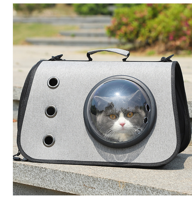 KFX-1526077 Foldable Linen Pet Carrier Bag with Breathable Ventilation for Small Pets