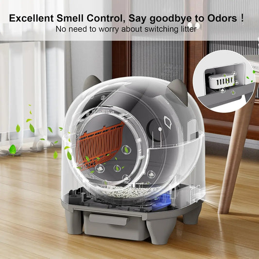 KFX-152723 Intelligent Self-Cleaning Cat Litter Box with Anti-Pinch Safety and App Connectivity, 80L Capacity