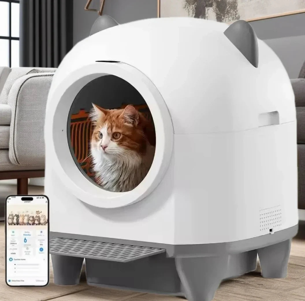 KFX-152723 Intelligent Self-Cleaning Cat Litter Box with Anti-Pinch Safety and App Connectivity, 80L Capacity