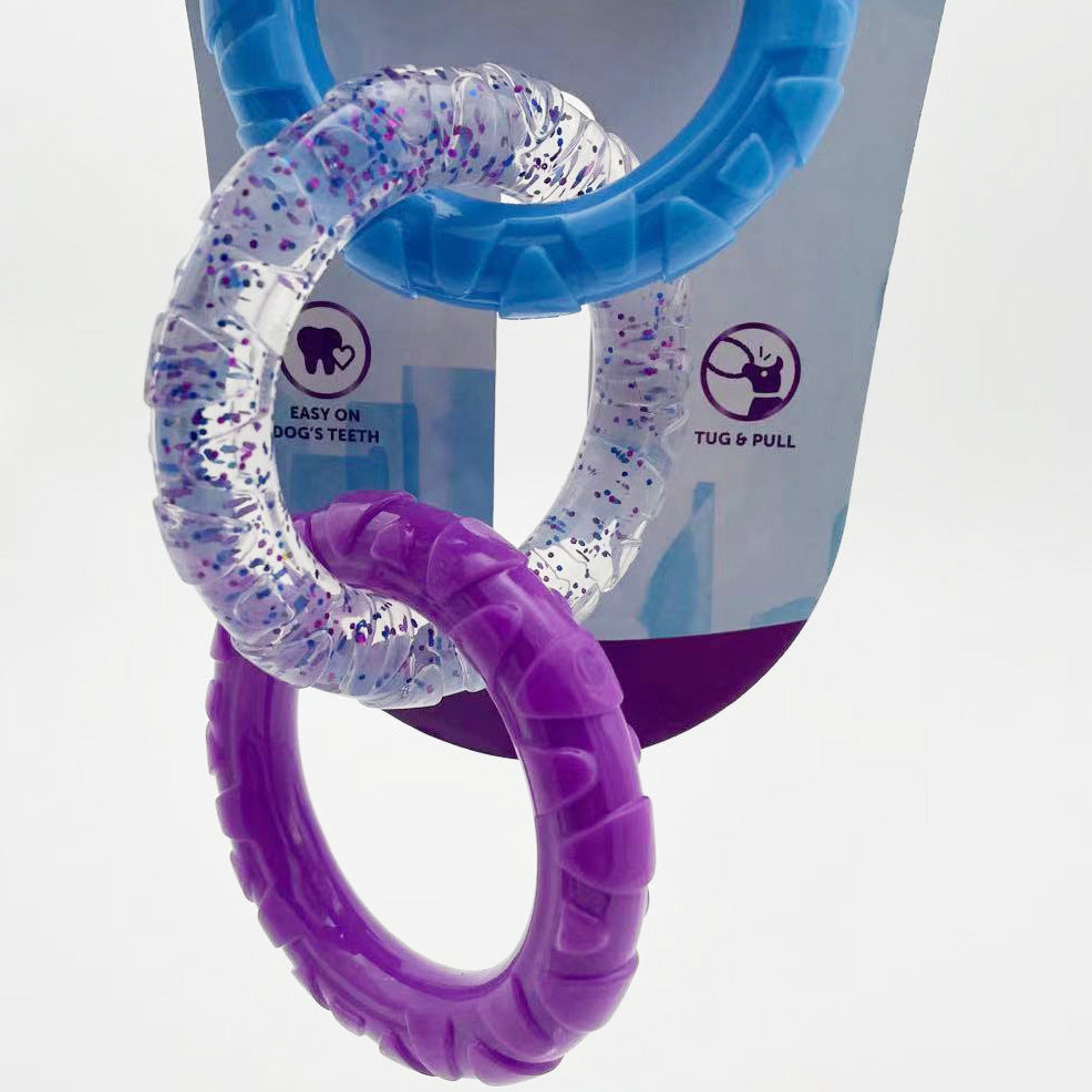 KFX-1530429 Bite Resistant Interactive TPR Ring Toy for Pets - 20x9cm, Random Color