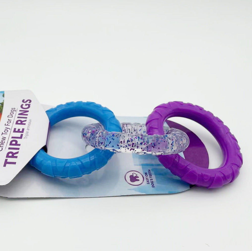 KFX-1530429 Bite Resistant Interactive TPR Ring Toy for Pets - 20x9cm, Random Color