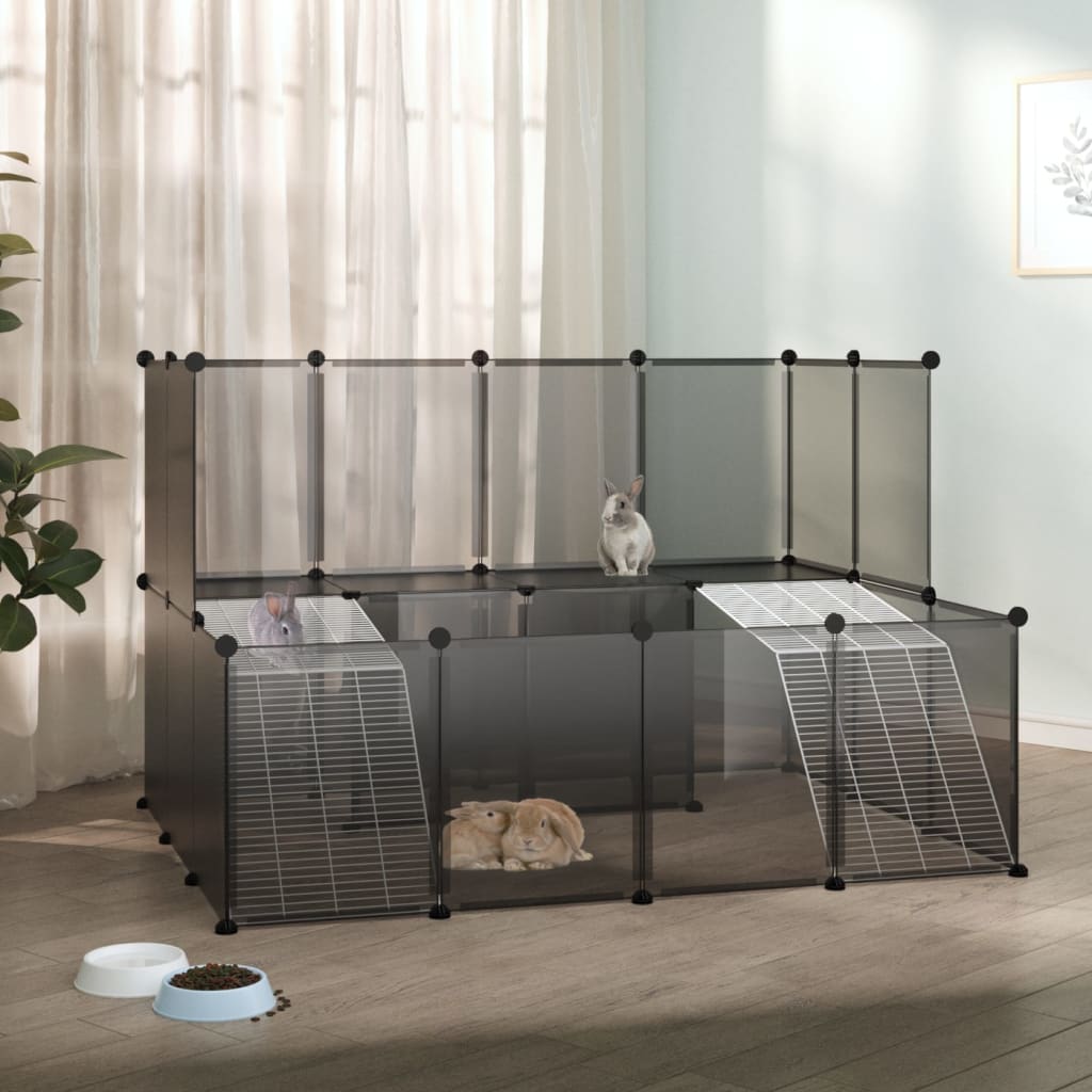 KFX-1531197 Spacious Multi-Level Small Animal Cage with Steel Frame, 143x107x93 cm