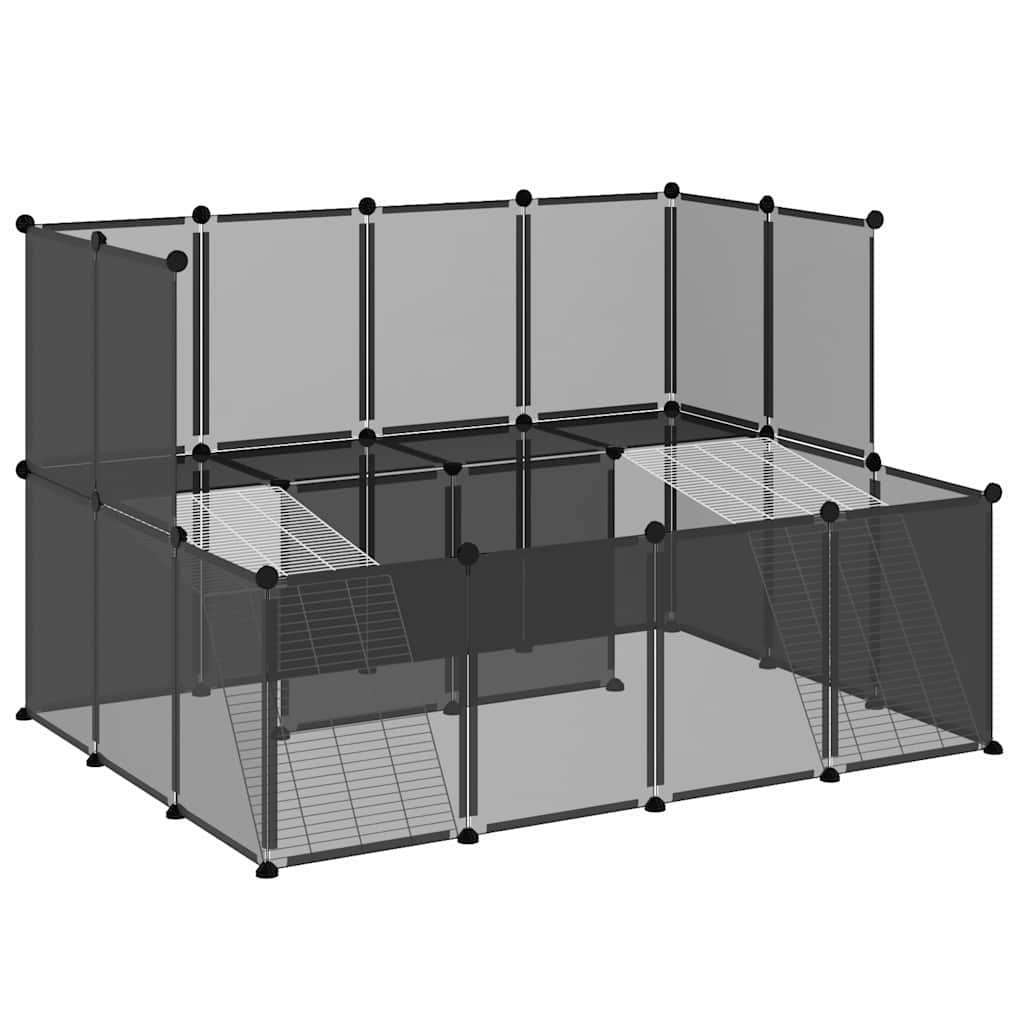 KFX-1531197 Spacious Multi-Level Small Animal Cage with Steel Frame, 143x107x93 cm