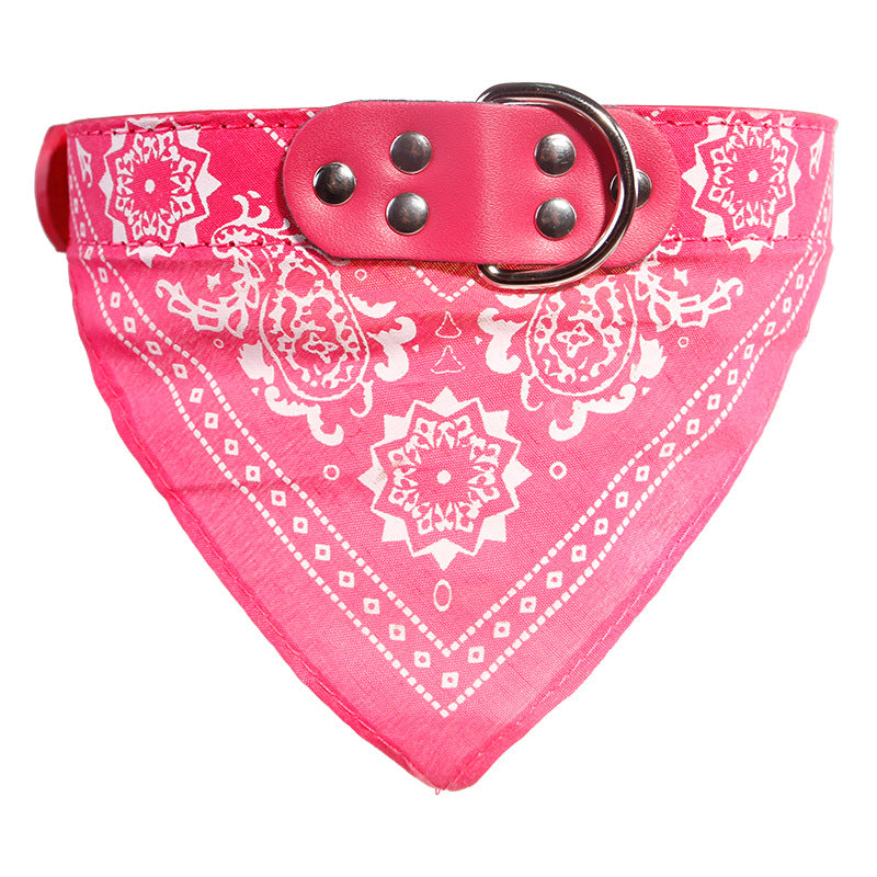 KFX-1531581 Pet Fashion Triangle Saliva Towel Collar - Striped Design, Available in Pink, Blue, Black, Red, Purple, Light Blue, and Rose Red