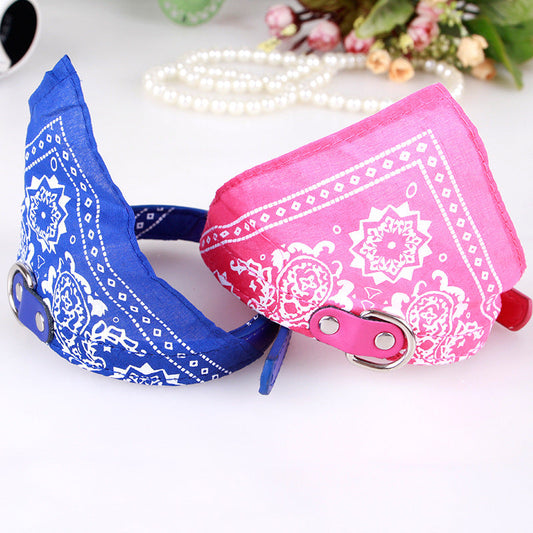 KFX-1531581 Pet Fashion Triangle Saliva Towel Collar - Striped Design, Available in Pink, Blue, Black, Red, Purple, Light Blue, and Rose Red