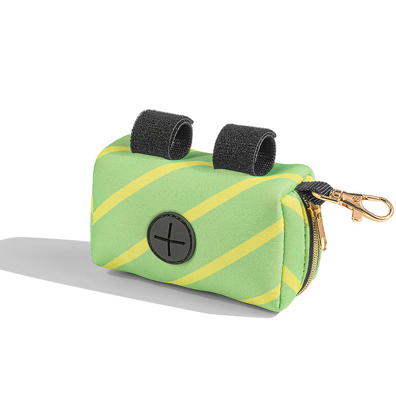 KFX-1531837 Pet Waste Bag Storage Organizer - Neoprene in Red, Green, Purple, Wave Design - 12x6.5x7 cm