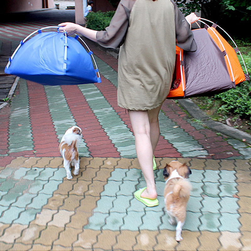 KFX-1533629 Portable Foldable Pet Tent for Small Dogs and Cats - Sunscreen Outdoor & Indoor Kennel with Removable Cushioning