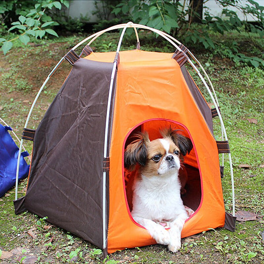 KFX-1533629 Portable Foldable Pet Tent for Small Dogs and Cats - Sunscreen Outdoor & Indoor Kennel with Removable Cushioning