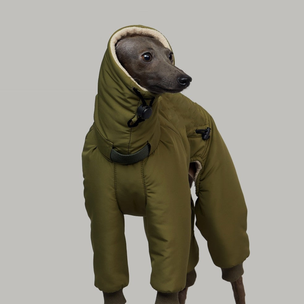 KFX-1534013 Super Thick Cotton Padded Clothes for Dogs in Military Green, Sizes S-XL