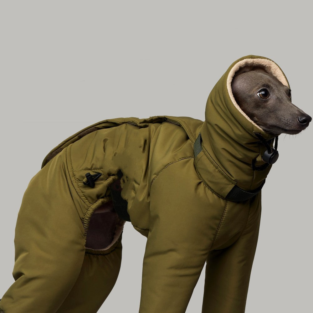 KFX-1534013 Super Thick Cotton Padded Clothes for Dogs in Military Green, Sizes S-XL