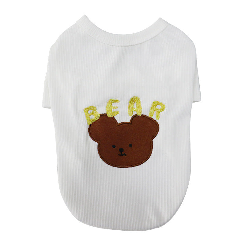 KFX-1534141 Blue Cartoon Bichon Schnauzer Pet T-Shirt Vest for Small Dogs in Cotton