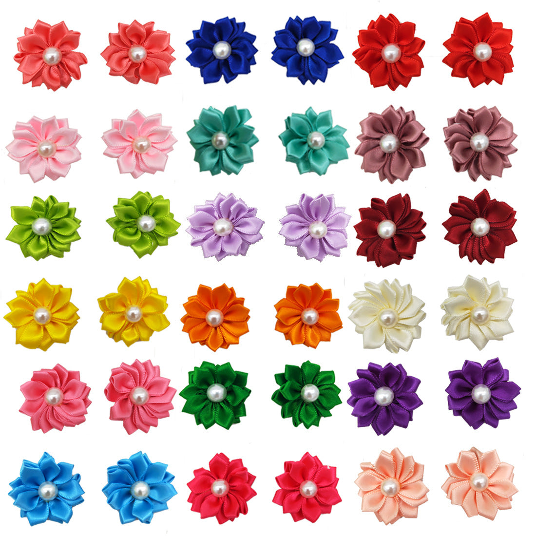 KFX-1534397 Flower Bow Rubber Bands for Pets - Japanese and Korean Style, 50pcs, Decorative Cloth Pet Accessories