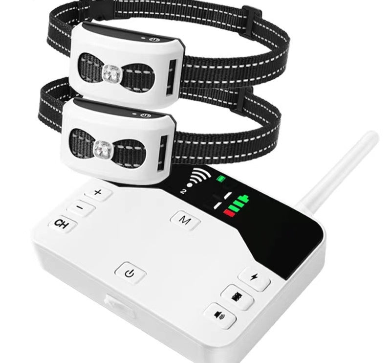 KFX-1536189 Wireless Outdoor Dog Collar with Electronic Pet Fence & Bark Stopper - Adjustable Plastic Design