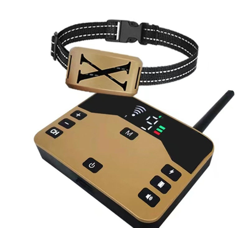 KFX-1536189 Wireless Outdoor Dog Collar with Electronic Pet Fence & Bark Stopper - Adjustable Plastic Design