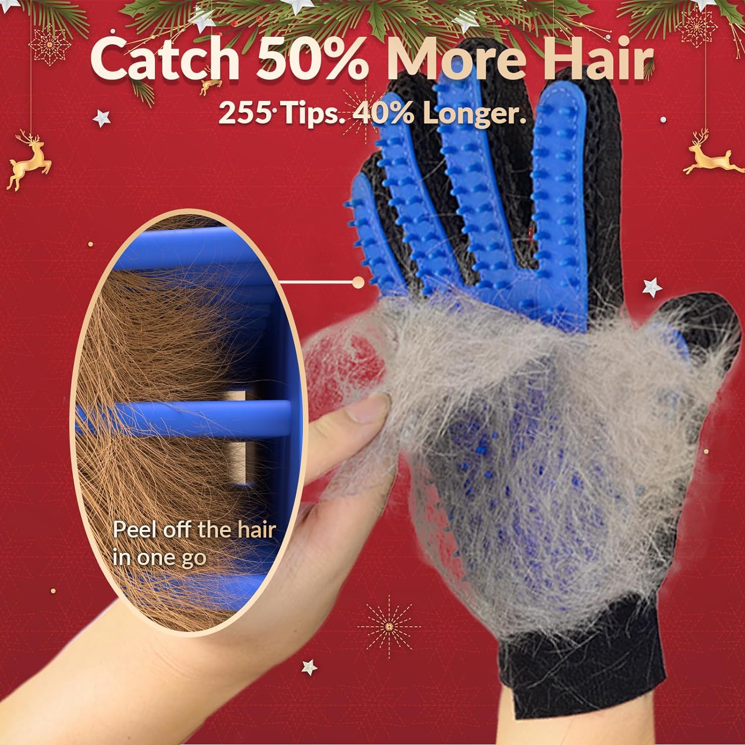 KFX-1536829 Pet Grooming Gloves with Soft Silicone Tips for Gentle Shedding and Bathing – Suitable for Dogs, Cats, and Horses