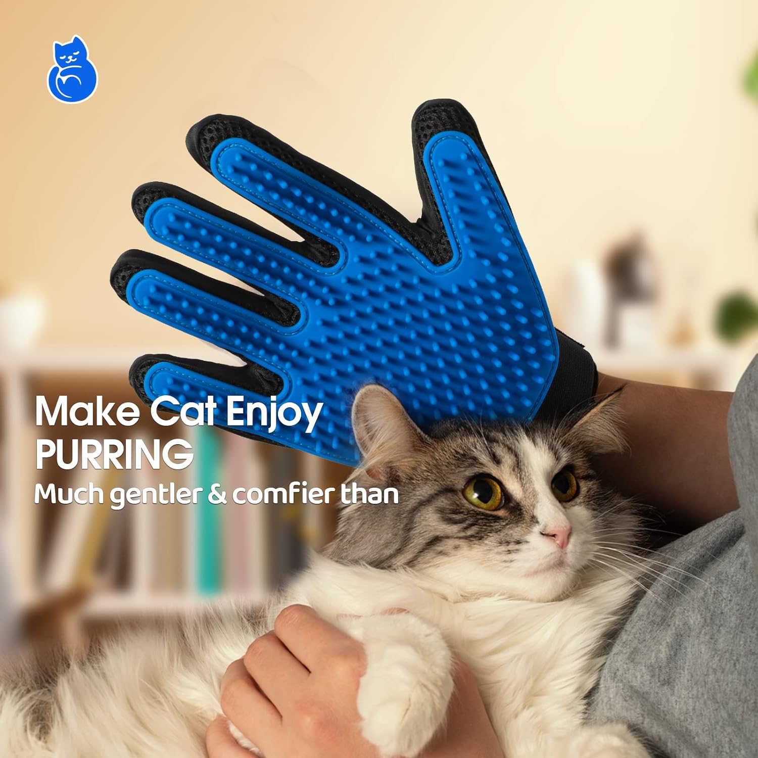 KFX-1536829 Pet Grooming Gloves with Soft Silicone Tips for Gentle Shedding and Bathing – Suitable for Dogs, Cats, and Horses