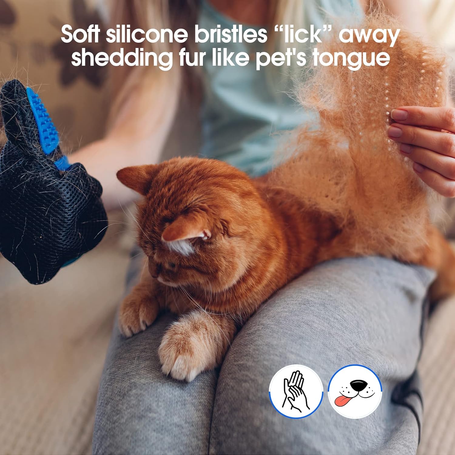 KFX-1536829 Pet Grooming Gloves with Soft Silicone Tips for Gentle Shedding and Bathing – Suitable for Dogs, Cats, and Horses