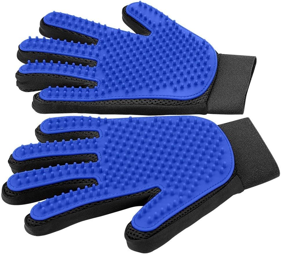 KFX-1536829 Pet Grooming Gloves with Soft Silicone Tips for Gentle Shedding and Bathing – Suitable for Dogs, Cats, and Horses