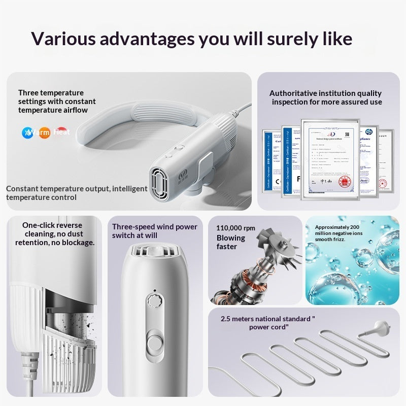 KFX-1537213 High-Speed Portable Pet Hair Dryer for Dogs - Mini and Quiet Design for Easy Bathing and Drying