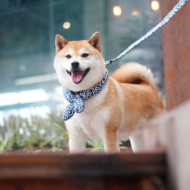 KFX-1537341 Cotton Japanese Style Pet Collar for Dogs - Red, Green, Blue, Sizes S, M, L