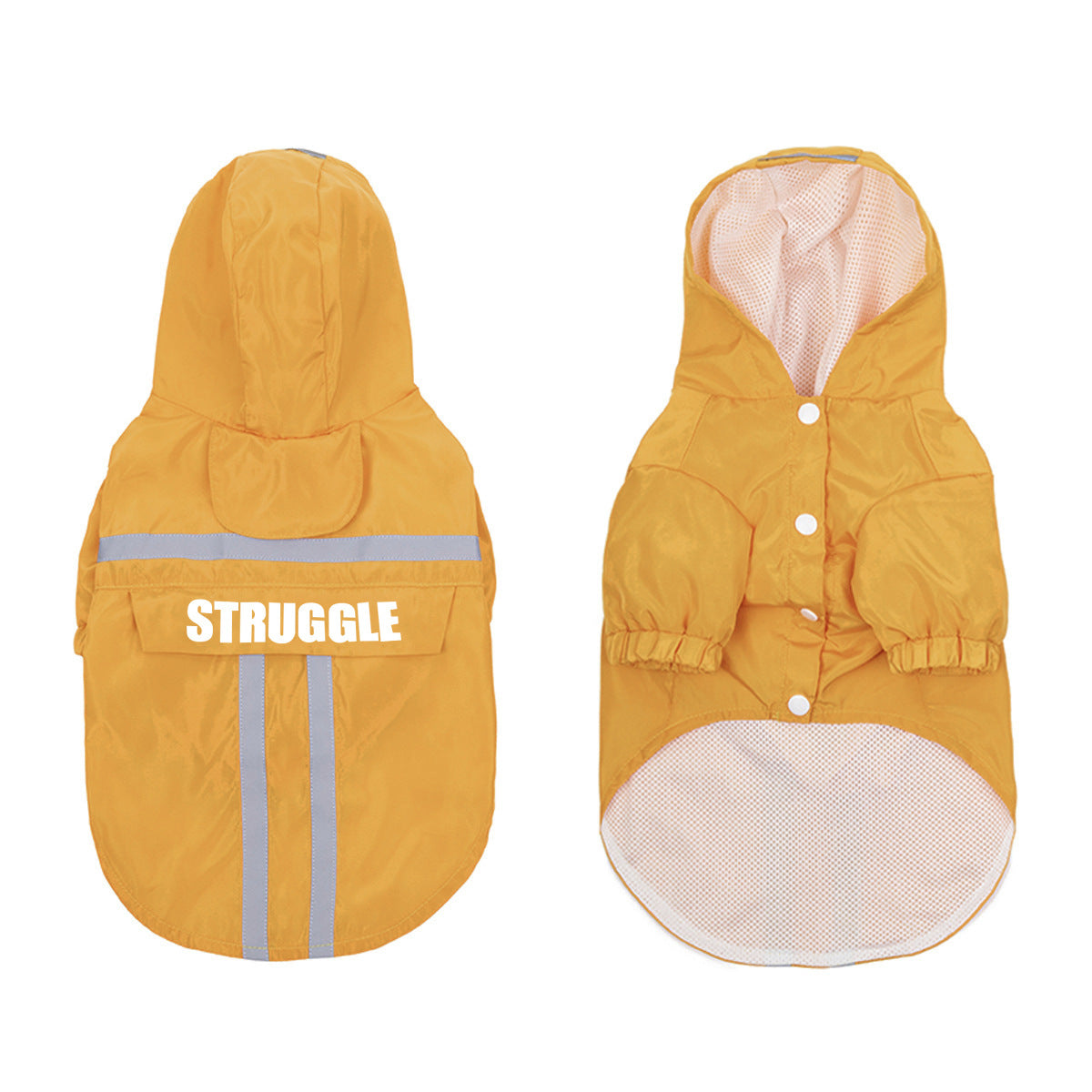 KFX-1537725 Reflective Pet Raincoat in Dark Green and Fluorescent Yellow - Casual Polyester Design