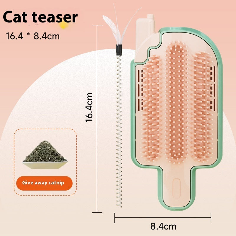KFX-1537981 Ice Cream Themed Cat Toy with Mint Ball and Feather Teaser