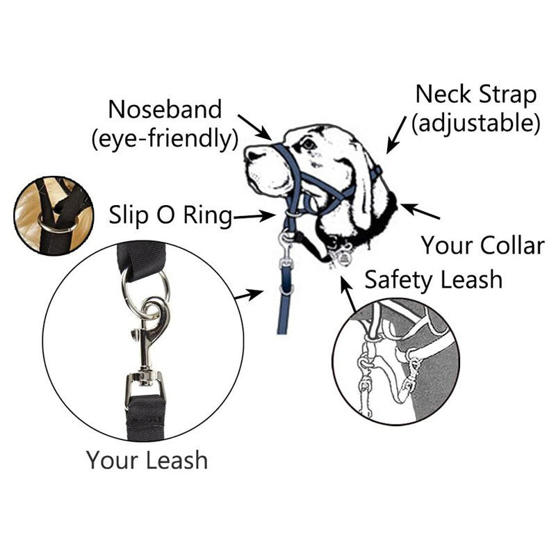 KFX-1542589 Adjustable Anti-Bite Nylon Dog Muzzle with Traction Suit Design, Available in Multiple Sizes