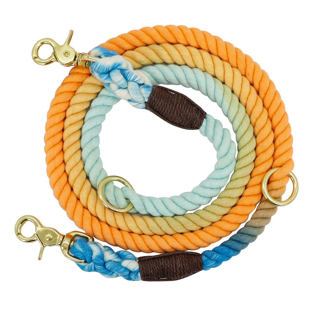 KFX-1544893 Gradient Color Nylon Dog Collar with 6ft Long Leash for Outdoor Walking and Training