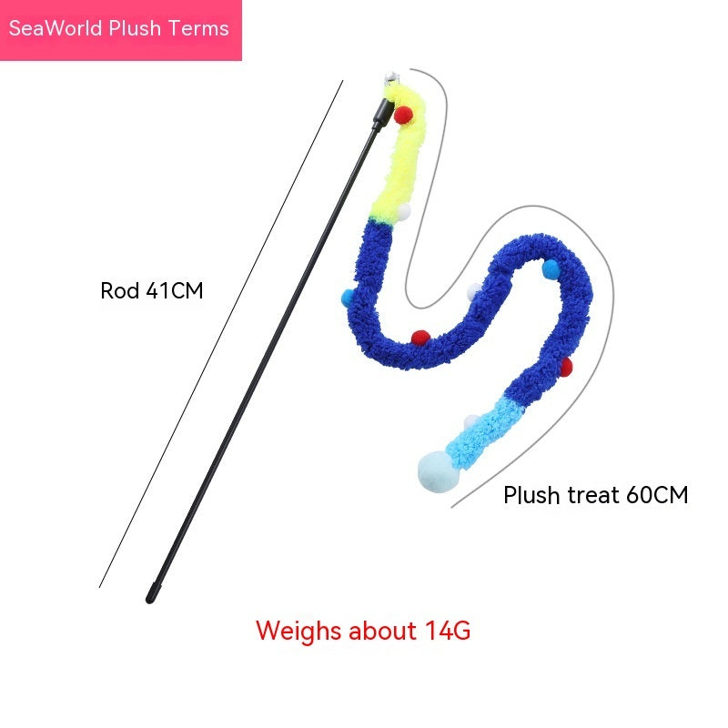 KFX-1545917 Colorful Plush Cat Teaser Wand - Ice Cream, Ocean World & Forest Designs