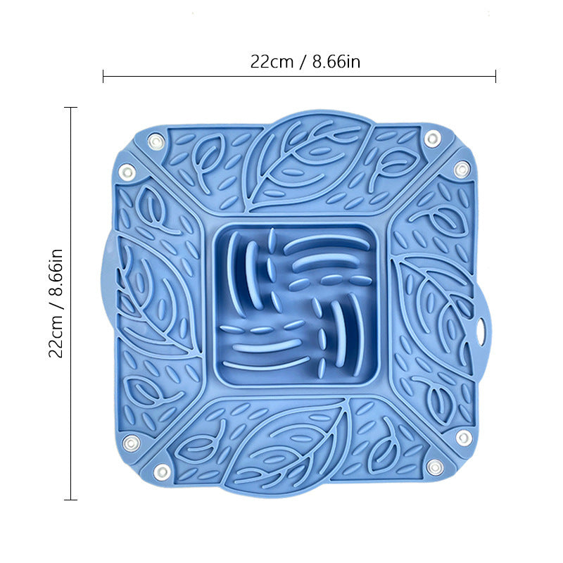 KFX-1547069 Silicone Foldable Slow Feed Mat for Pets - Multi-functional Feeding Bowl in Blue, Yellow, Green, Pink